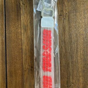 FULL SEND Keychain With Wrist Strap Bottle Opener White Red Silver NEW
